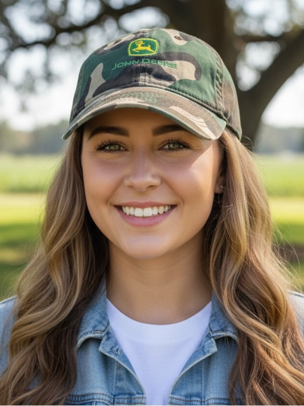 John Deere Embroidered Camouflage Camo Adjustable Women’s Cap Hat NWOT